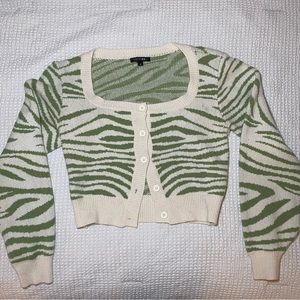 Green Zebra Cropped Sweater